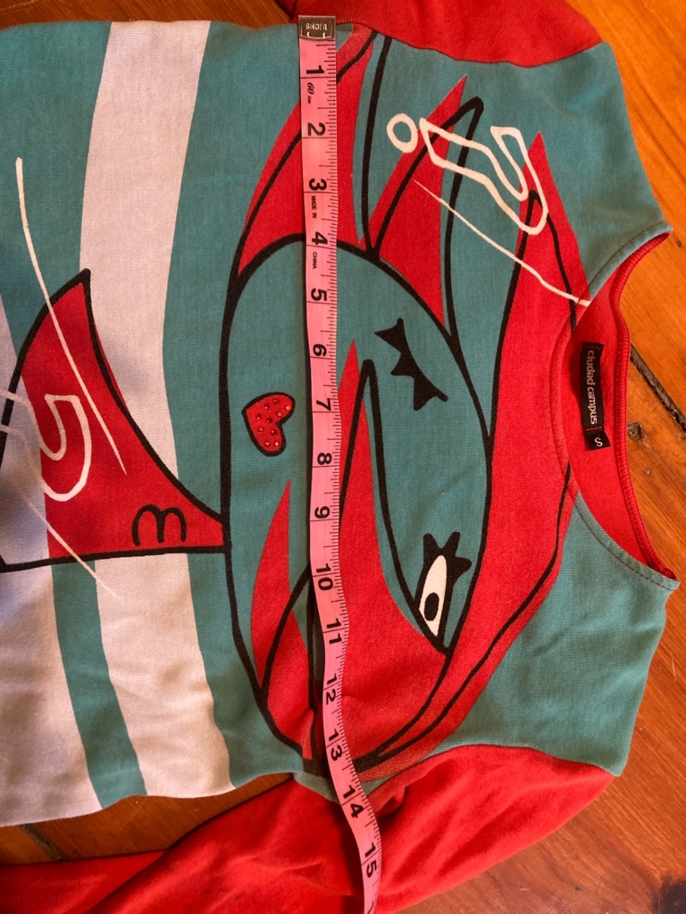 Women's Long-Sleeve Graphic Tee - Teal & Red - Picture 4 of 6
